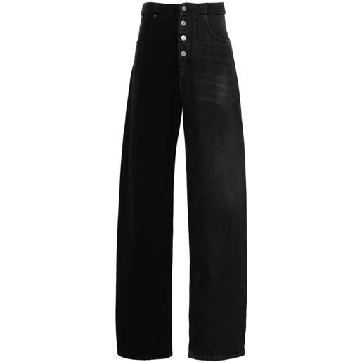 MM6 Maison Margiela jeans a gamba ampia half and half - nero