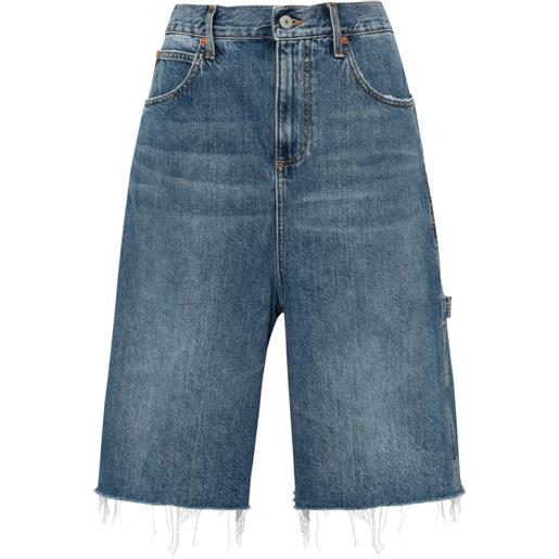 Gucci shorts denim con effetto vissuto - blu