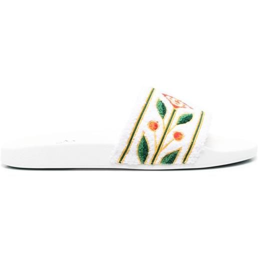 Casablanca sandali slides con monogramma - bianco