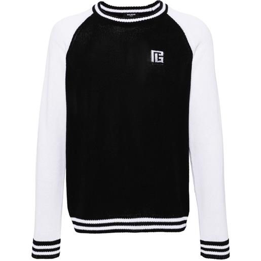 Balmain maglione a coste con design color-block - nero