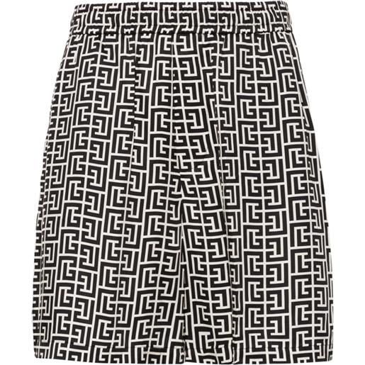 Balmain shorts con monogramma - nero