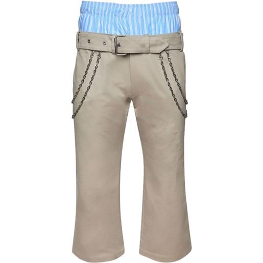 BLUEMARBLE pantaloni double layer boxer crop - toni neutri