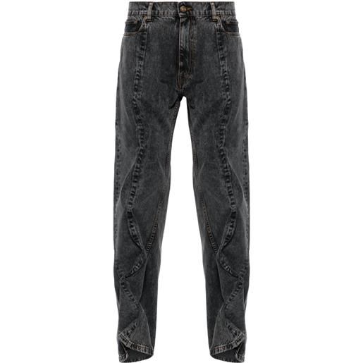 Y/Project jeans evergreen wire dritti con vita media - nero