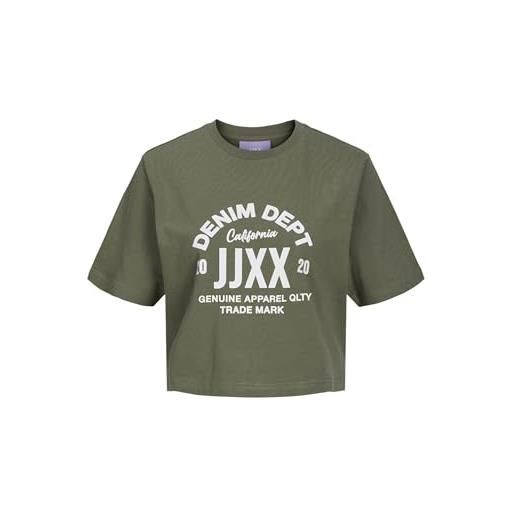 JACK & JONES jjxx jxbrook ss relaxed vint tee sn t-shirt, four leaf clover/stampa: denim dept, xs donna