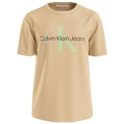 Calvin Klein Jeans seasonal monologo tee j30j320806 magliette a maniche corte, beige (warm sand), m uomo