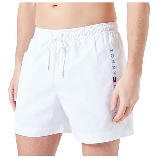 Tommy Hilfiger pantaloncino da bagno uomo medium drawstring lunghezza media, bianco (th optic white), xl