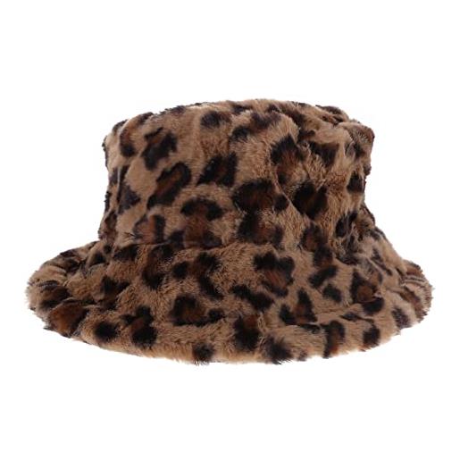SHERCHPRY 1 pc cappello a secchiello leopardato berretto da pescatore in peluche cappello a secchiello con stampa mucca da latte regali all'aperto poliestere la selvaggia accessori da donna