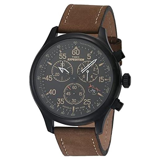 Timex expedition t49905 orologio da uomo con cinturino in pelle cronografo da 43 mm
