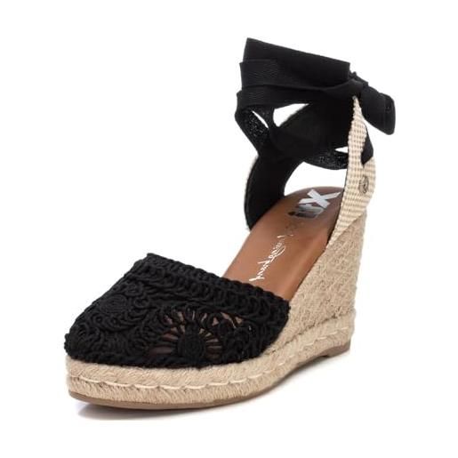 XTI 142336, sandalo espadrillas con zeppa donna, nero, 38 eu