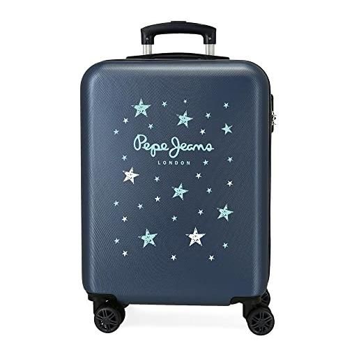 Pepe Jeans denim star valigia da cabina blu 38 x 55 x 20 cm rigida abs chiusura a combinazione laterale 34 l 2,74 kg 4 ruote doppie