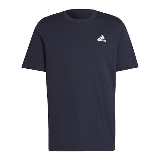 adidas essentials single jersey embroidered small logo short sleeve t-shirt, nero, l uomo