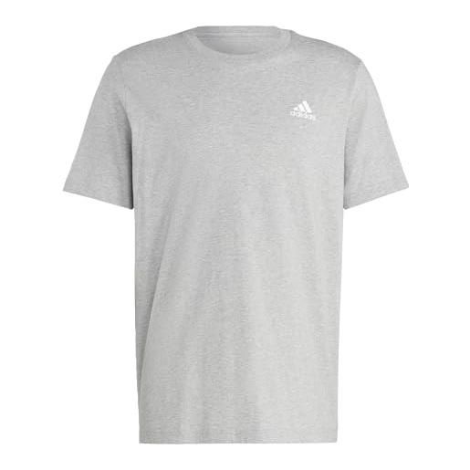 adidas essentials single jersey embroidered small logo short sleeve t-shirt, medium grey heather, l uomo