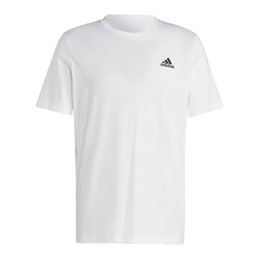 adidas essentials single jersey embroidered small logo short sleeve t-shirt, white, s uomo