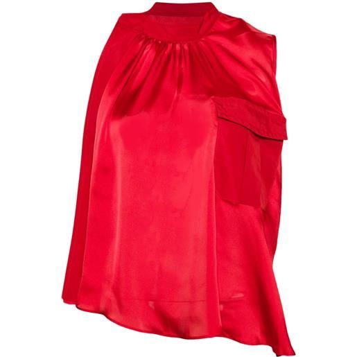 sacai blusa asimmetrica drappeggiata - rosso
