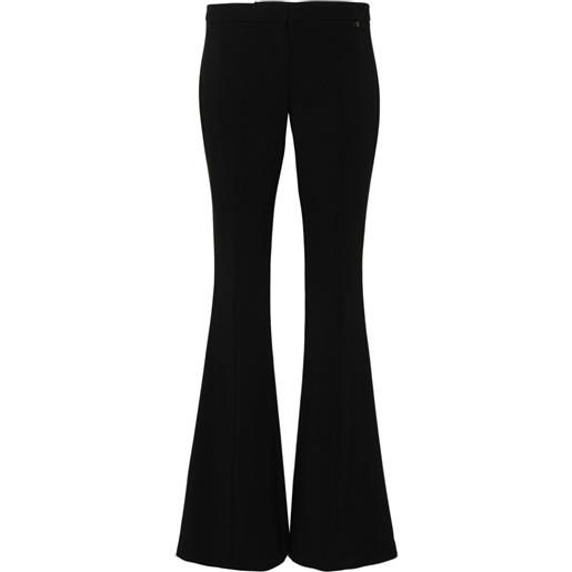Elisabetta Franchi pantaloni svasati con placca logo - nero