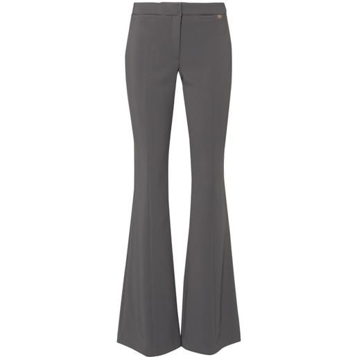 Elisabetta Franchi pantaloni svasati con placca logo - grigio