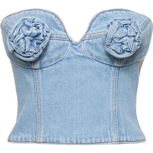 MAGDA BUTRYM corsetto in denim di cotone con fiori