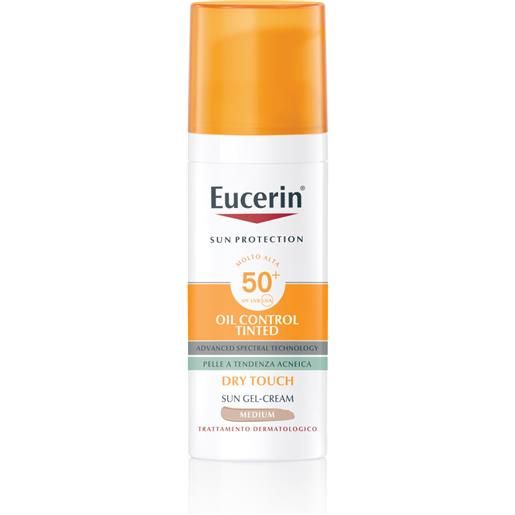 Eucerin oil control tinted dry touch face sun gel-creme spf50+ 50ml solare viso alta prot. , crema viso colorata antimperfezioni medium