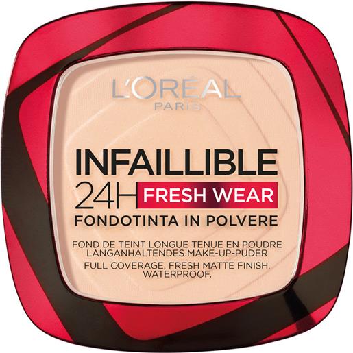 L'Oréal Paris fondotinta compatto infaillible 24h fresh wear fondotinta compatto, fondotinta in polvere 180 sable rosé/rose sand
