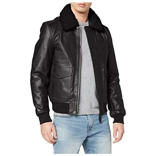 Schott nyc lc2412, giacca di pelle uomo, nero (pelliccia nera), m