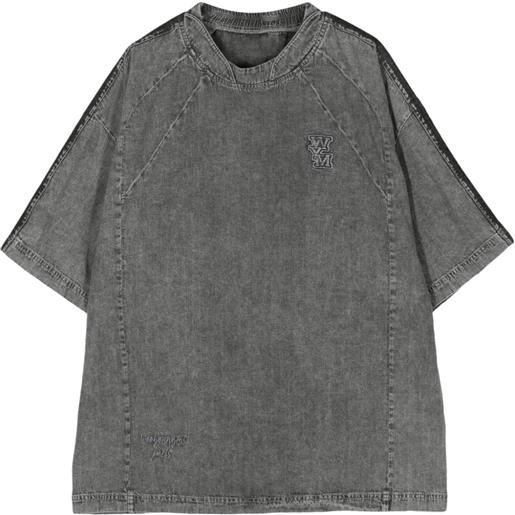 Wooyoungmi t-shirt denim con applicazione - grigio