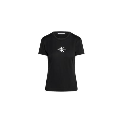 Calvin Klein Jeans monologo slim tee j20j222564 top in maglia a maniche corte, nero (ck black), xs donna