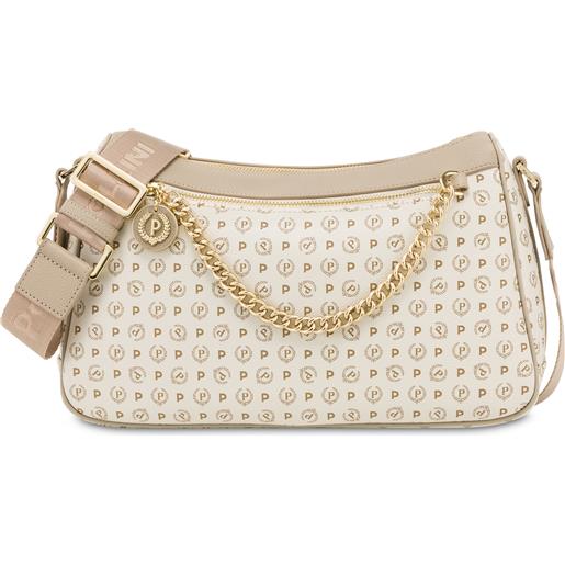 POLLINI borsa a tracolla in pvc heritage logo classic - avorio