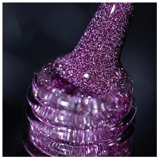 BURANO smalti semipermanenti unghie in gel, 7.3ml uv led riflettente glitterato smalto semipermanente per unghie, soak-off olografico nail art gel unghie （light purple sz6）
