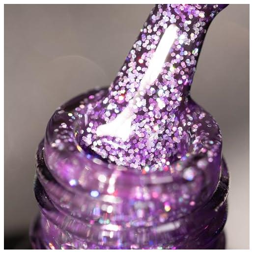 BURANO smalto gel glitterato, led uv gel per unghie shimmer effetto olografico gel da inzuppare richiesto per la polimerizzazione, smalto gel senza trucioli gel (purple lp26)