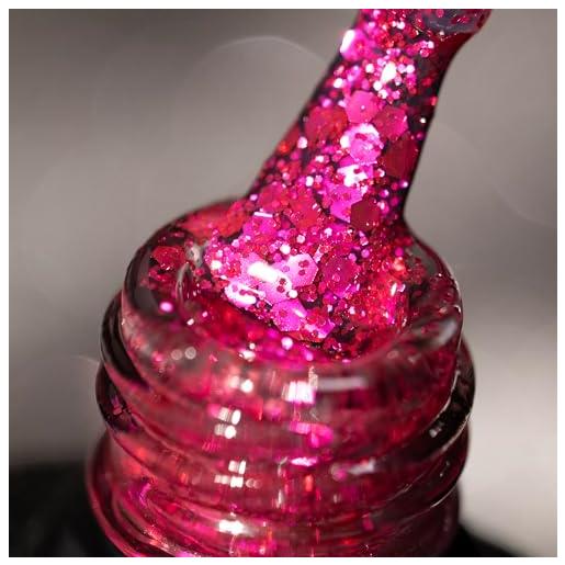 BURANO smalto gel glitterato, led uv gel per unghie shimmer effetto olografico gel da inzuppare richiesto per la polimerizzazione, smalto gel senza trucioli gel (rose purple lp37)