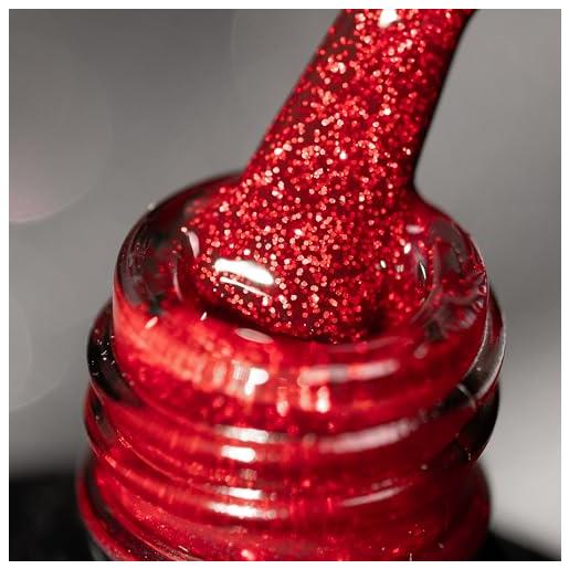 BURANO smalto gel glitterato, led uv gel per unghie shimmer effetto olografico gel da inzuppare richiesto per la polimerizzazione, smalto gel senza trucioli gel (shimmer red lp32)