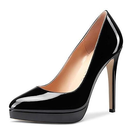 Castamere scarpe col tacco plateau donna moda tacco a spillo 12cm high heels nero pelle verniciata scarpe eu 45