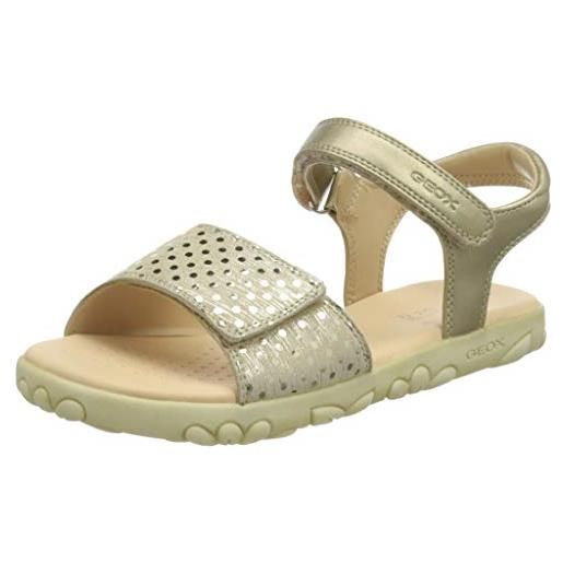 Geox j sandal haiti girl, sandali bambine e ragazze, bianco/argento (white/silver c0007), 27 eu