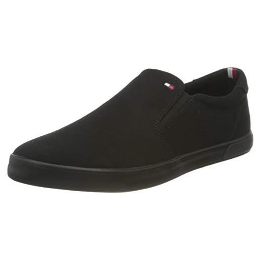 Tommy Hilfiger sneakers vulcanizzate uomo iconic slip-on scarpe, nero (triple black), 42 eu
