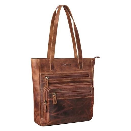 STILORD 'jolene' borsa shopper donna vera pelle borsa a tracolla grande tote bag cuoio shopping bag vintage borsetta con tasche, colore: torino - marrone