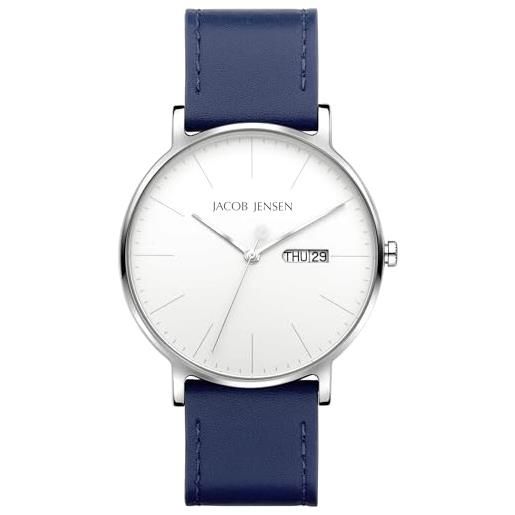 Jacob jensen orologio da polso in titanio, diametro 40 mm, cinturino vegano blu zaffiro 32163, grigio, moderno