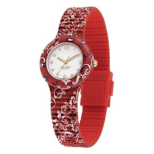 HIP HOP bandana time-only orologio donna, cinturino stampato in silicone e cassa di 32 mm di diametro con quadrante bianco