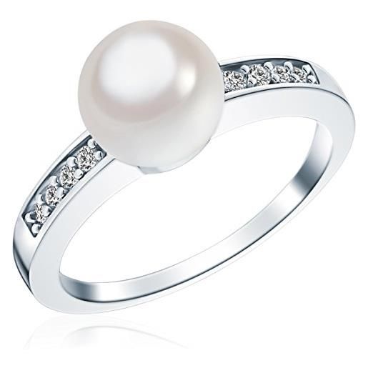 Rafaela Donata anello di perle da donna in argento sterling 925 con zirconia perle organiche