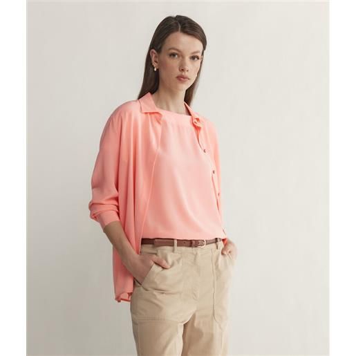 Falconeri t-shirt scollo barchetta in seta e modal rosa peach light