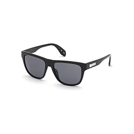 Adidas originals or0035 occhiali da sole unisex, occhiali da sole uomo e donna leggeri, forma lente navigator, lenti fumo, nero lucido