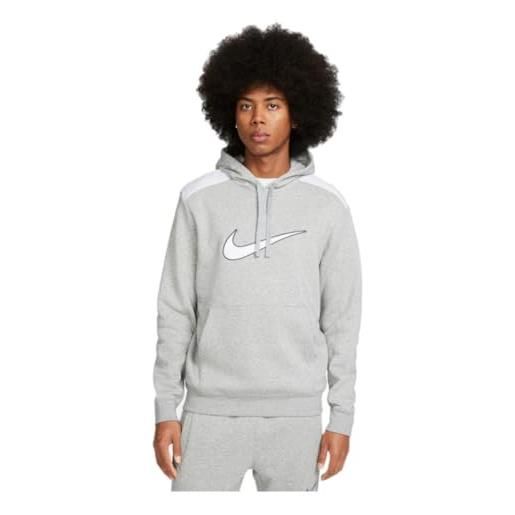 Nike bb felpa con cappuccio, grigio scuro mélange/bianco e bianco, m uomo