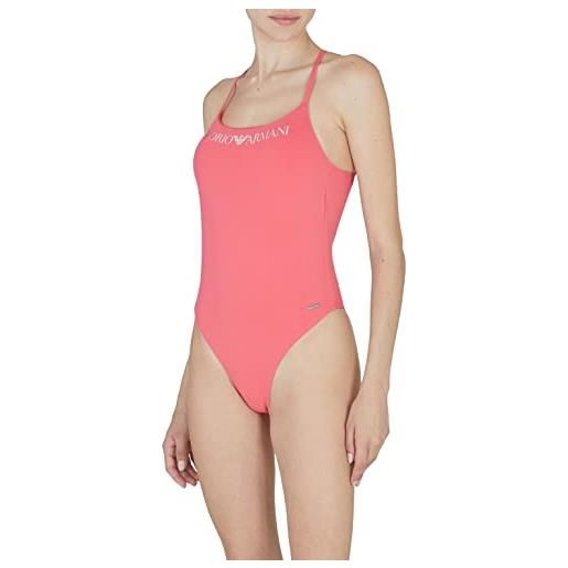 Emporio Armani women's logo lover swimsuit costume da bagno one piece, bianco, s donna