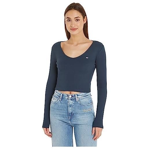 Tommy Jeans maglietta maniche lunghe donna essential basic, blu (twilight navy), s