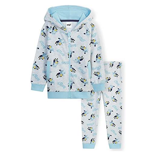 Bluey tuta bambina - completo sportivo bambina con felpa con cappuccio e pantaloni felpati 18 mesi - 5 anni tuta bimba (4-5 anni, grigio/blu)