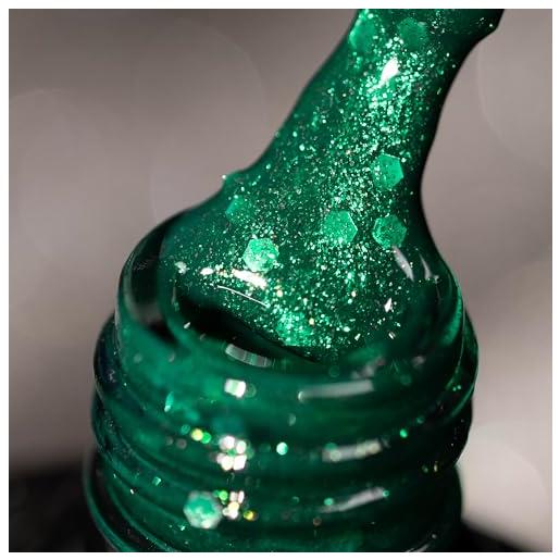 BURANO smalto gel glitterato, led uv gel per unghie shimmer effetto olografico gel da inzuppare richiesto per la polimerizzazione, smalto gel senza trucioli gel (holiday green lp43)