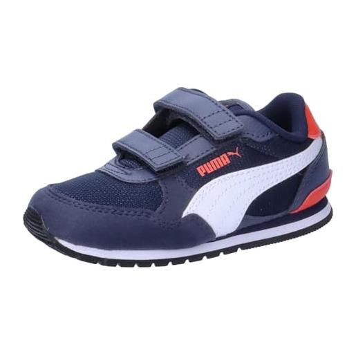 PUMA unisex kids st runner v3 mesh v inf scarpe da ginnastica, peacoat puma white puma red, 24 eu