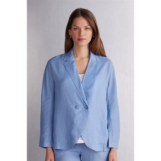 Intimissimi giacca doppiopetto in tela di lino azzurro