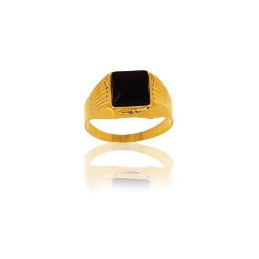 Avenuedubijou - anello da uomo in oro giallo 18 kt e onice quadrato, in oro giallo 750/1000, 22, cod. 6305-62