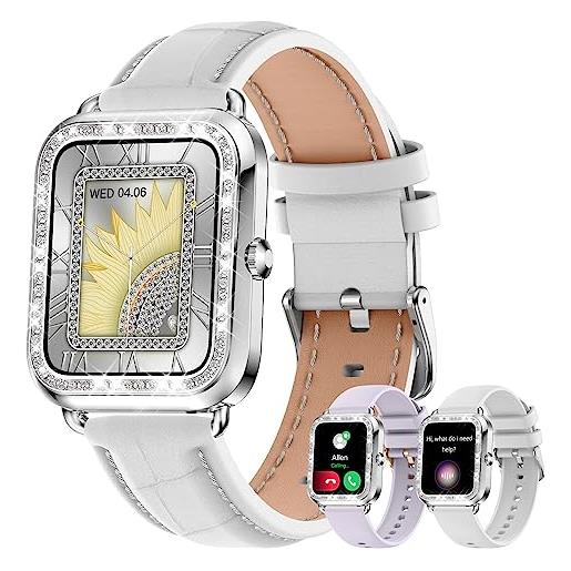 fitonyo smartwatch orologio donna chiamate e risposta diamond, 1.29''smartwatch notifiche messaggi, cardiofrequenzimetro, spo2/monitoraggio del sonno, 19 sport orologio smartwatch donna per android ios