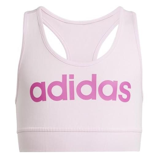 adidas essentials linear logo cotton bra top reggiseno, clear pink/semi lucid fuchsia, 7-8 years girl's